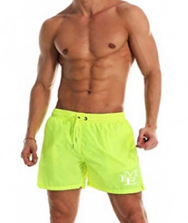 Board Shorts Beach Shorts Swim Trunks Quick Dry Men's Bathing Suit with Mesh Lining/Side Pockets - Yellow - CV18QG5HUY0 $36.62