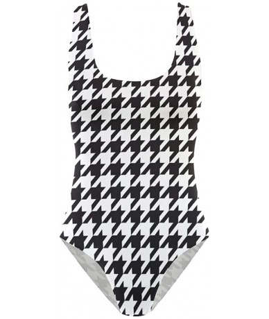 Sets Women Swimsuit Black White Houndstooth Classical One Piece Swimwear - C618NYWRUSA $37.62