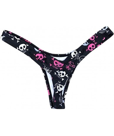 Tankinis High Cut Thong Bikini Bottom Underwear - B - CU193Z23XXN $19.21