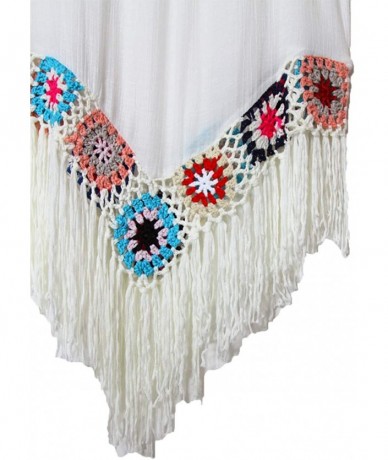 Cover-Ups Big Girl Crochet Beach Cover Up Swimsuit - White Tassel 2 - CJ18QGO444D $26.23