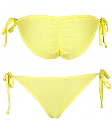 Tankinis Womens Swimwear Sexy Tie Side Sweet Heart Brazilian Bikini Bottom Hipster Swimsuit Beachwear Swimwear - 1 Yellow - C...