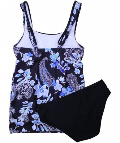 Tankinis Women's Floral Print Tankini Backless Swimsuit deep v Neck Plus Size Swimwear - S-print3 - CG192C20H0U $56.25