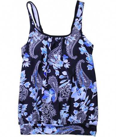 Tankinis Women's Floral Print Tankini Backless Swimsuit deep v Neck Plus Size Swimwear - S-print3 - CG192C20H0U $56.25