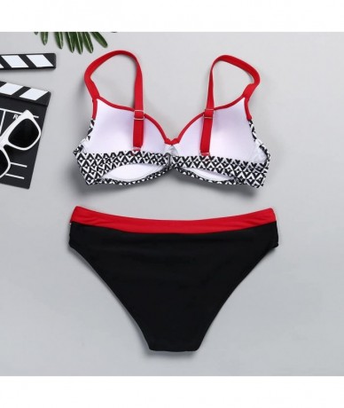 Sets Women's Triangle Print Bikini- NDGDA Ladies Two Piece Halter Push-up Bra Bikini Set Swimsuit Bathing Suit Swimwear Beach...