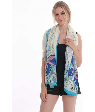 Cover-Ups Womens Casual Cover Ups Lightweight Chiffon Scarf Swimsuit Fashion Dress - Blue Butterfly - CU18QDRL3KD $27.80