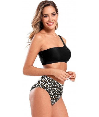 Sets Women's Sport Low Scoop Crop Top High Waisted Bottom Two Piece Swimsuits - Black - C - CV192KU94GO $42.56