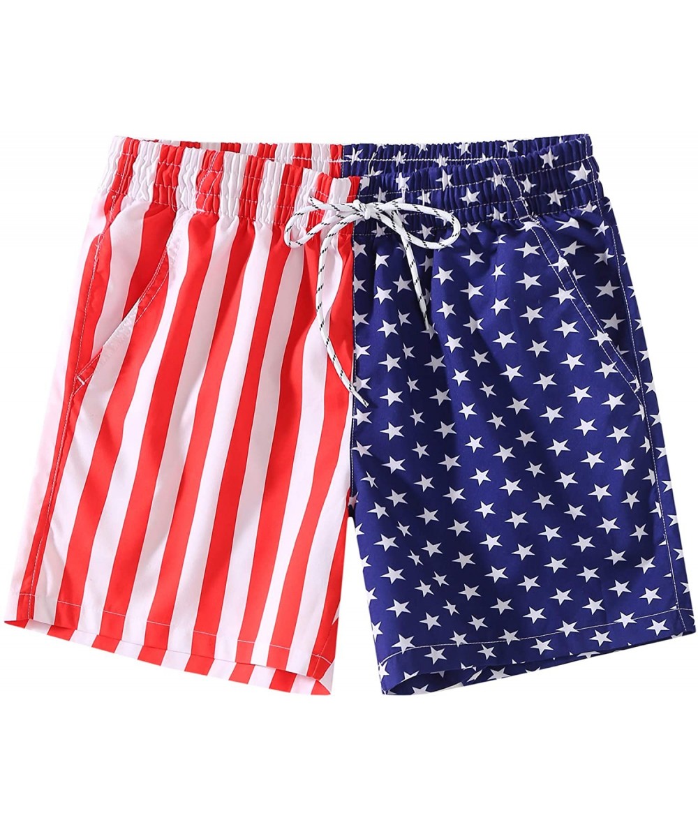 Trunks Men's Printed 7" Inseam Relaxed Fit Quick Dry Swim Trunks - Red White - CC19D3A0RTT $41.66