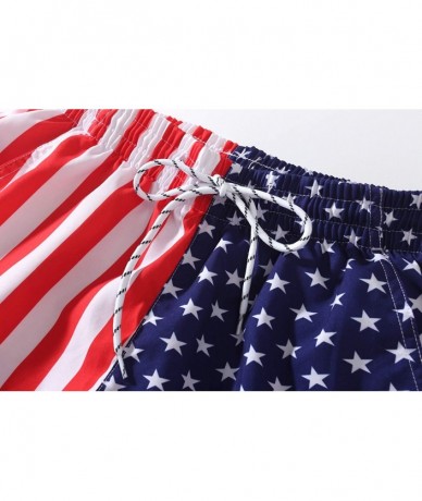 Trunks Men's Printed 7" Inseam Relaxed Fit Quick Dry Swim Trunks - Red White - CC19D3A0RTT $41.66