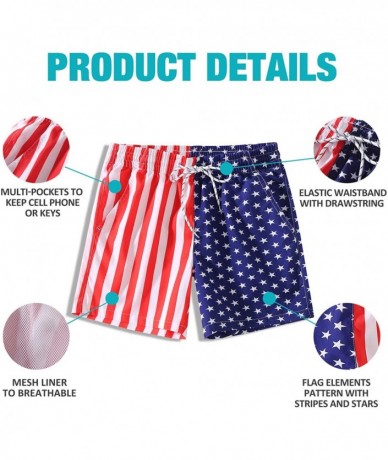 Trunks Men's Printed 7" Inseam Relaxed Fit Quick Dry Swim Trunks - Red White - CC19D3A0RTT $41.66