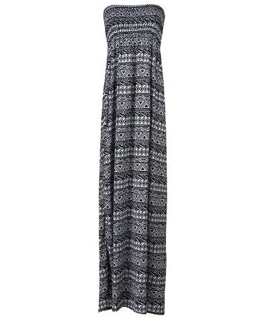 Cover-Ups Women's Strapless Maxi Dress Plus Size Tube Top Long Skirt Sundress Cover Up - Small Aztec - C719C5CTCAD $63.15