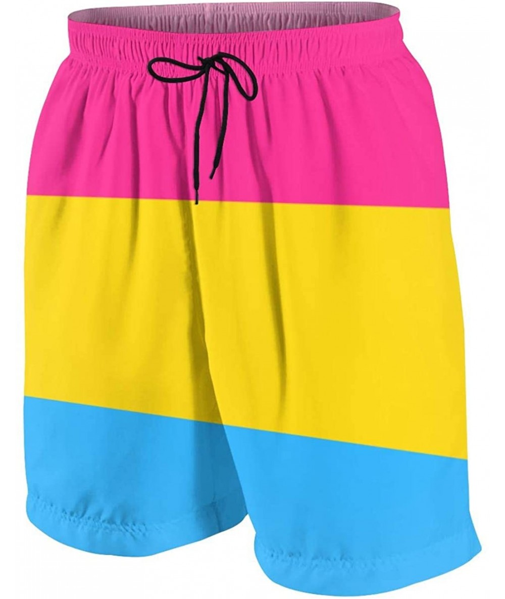 Board Shorts Pansexual Pan Pride Flag LGBT Gay Mens Swim Trunks Bathing Suit Shorts Board Beach White - C418YDKD348 $70.74