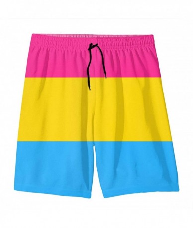 Board Shorts Pansexual Pan Pride Flag LGBT Gay Mens Swim Trunks Bathing Suit Shorts Board Beach White - C418YDKD348 $70.74