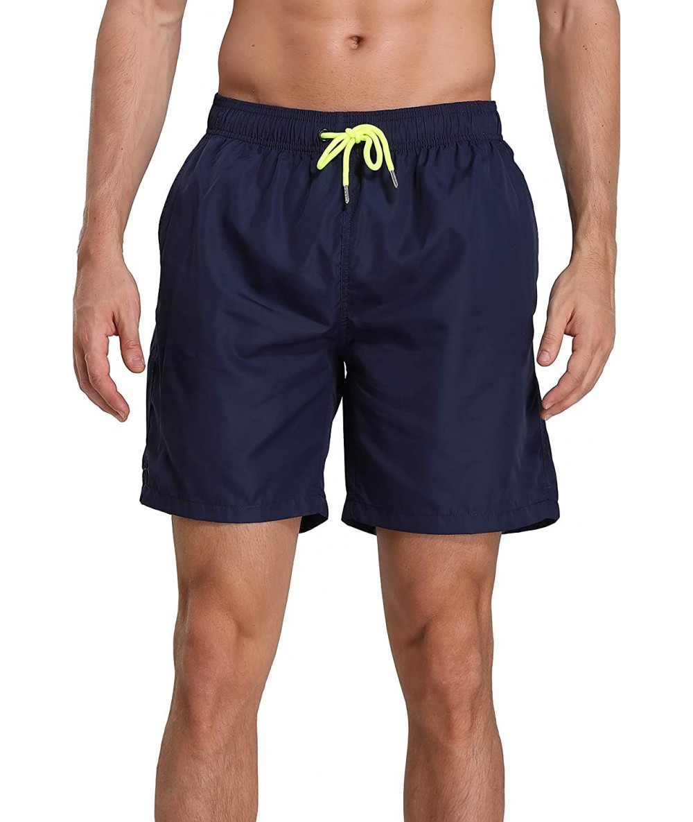 Board Shorts Men's Swim Trunks Beach Board Shorts Dry Quickly Stripe Bathing Suits - Shorts New True Navy - CR18UAQQXQT $19.45