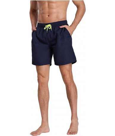 Board Shorts Men's Swim Trunks Beach Board Shorts Dry Quickly Stripe Bathing Suits - Shorts New True Navy - CR18UAQQXQT $19.45