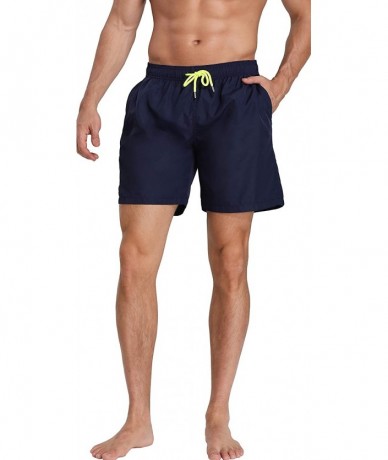 Board Shorts Men's Swim Trunks Beach Board Shorts Dry Quickly Stripe Bathing Suits - Shorts New True Navy - CR18UAQQXQT $19.45