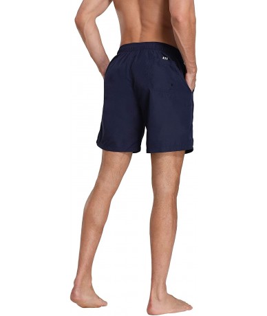 Board Shorts Men's Swim Trunks Beach Board Shorts Dry Quickly Stripe Bathing Suits - Shorts New True Navy - CR18UAQQXQT $19.45