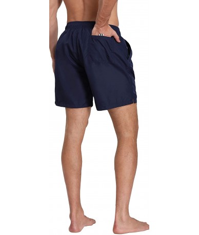 Board Shorts Men's Swim Trunks Beach Board Shorts Dry Quickly Stripe Bathing Suits - Shorts New True Navy - CR18UAQQXQT $19.45