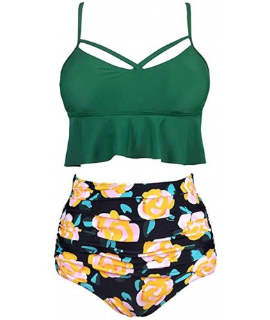 Sets Swimsuits for Women Two Pieces Bathing Suits High Waisted Ruffle Bikini Set Flounce Falbala Swimwear Tankini Set - D-170...