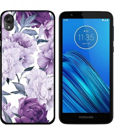 Sets Case Compatible Moto E6 5.5" Soft Black Gel Silicone Rubber Ultra-Slim Flower Marble Back Cover for Motorola E6 Plus 6.1...