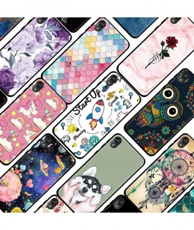 Sets Case Compatible Moto E6 5.5" Soft Black Gel Silicone Rubber Ultra-Slim Flower Marble Back Cover for Motorola E6 Plus 6.1...