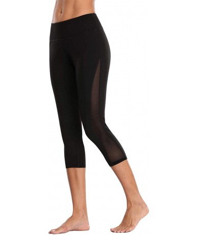 One-Pieces Womens Yoga Pants Athletic Capris High Rise Running Leggings - Black - CD18HRW9A06 $28.46