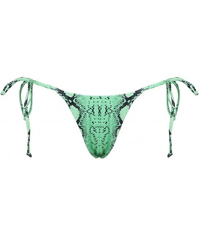 Bottoms Women's Sexy Halter Thong Bikini Bottom Micro String Tanning Bikini Bottom Swimsuit - Greensnake - CP19CZT4DWQ $24.00