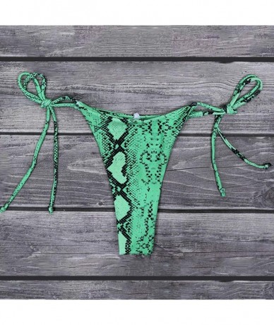 Bottoms Women's Sexy Halter Thong Bikini Bottom Micro String Tanning Bikini Bottom Swimsuit - Greensnake - CP19CZT4DWQ $24.00