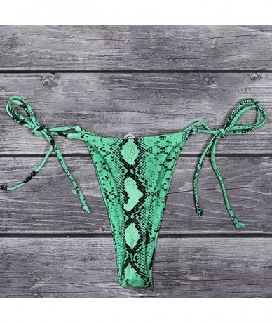 Bottoms Women's Sexy Halter Thong Bikini Bottom Micro String Tanning Bikini Bottom Swimsuit - Greensnake - CP19CZT4DWQ $24.00