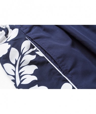 Trunks Men's Swim Trunk in Navy with Side Floral Hibiscus - CG12J3D20E5 $22.34