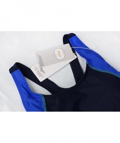 Racing Women Unitard Swimwear Surfing Suit Sports One Piece with Shorts Swimsuit - Navy/Blue - CX1822MCG8R $51.93