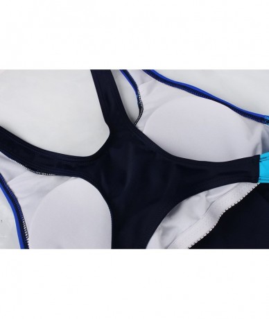 Racing Women Unitard Swimwear Surfing Suit Sports One Piece with Shorts Swimsuit - Navy/Blue - CX1822MCG8R $51.93