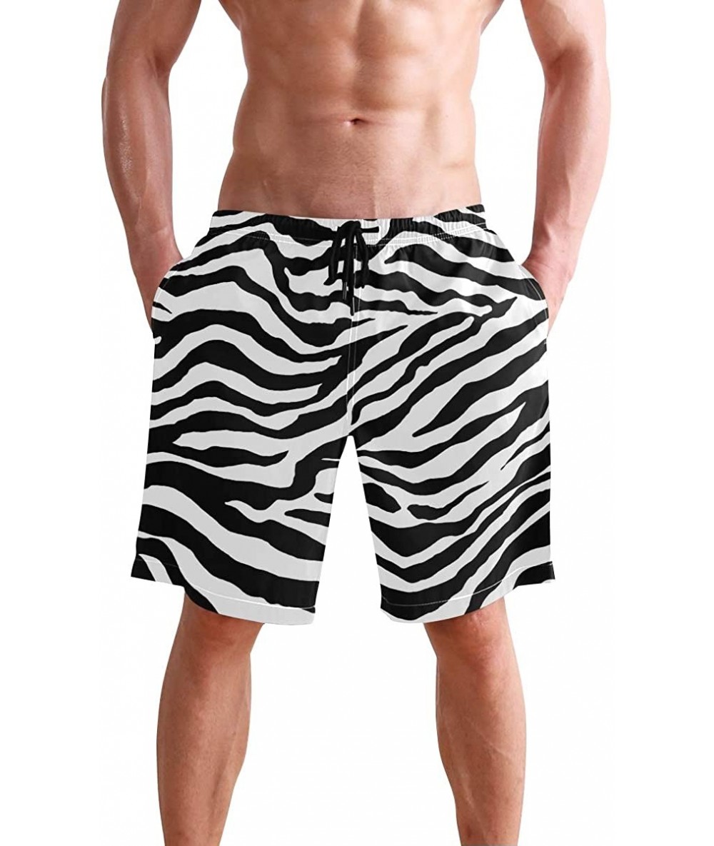 Trunks Colorful Leopard South Carolina Men's Swim Trunks Beach Shorts with Pockets - Zebra Stripe - CD18Q3XCYSI $50.95