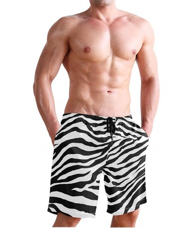 Trunks Colorful Leopard South Carolina Men's Swim Trunks Beach Shorts with Pockets - Zebra Stripe - CD18Q3XCYSI $50.95