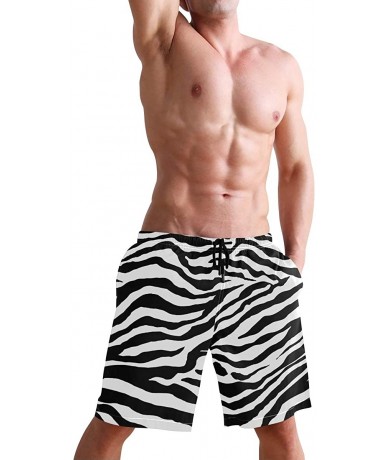 Trunks Colorful Leopard South Carolina Men's Swim Trunks Beach Shorts with Pockets - Zebra Stripe - CD18Q3XCYSI $50.95