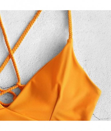 Sets 2019 Women's Bikini Cut Flower Two Piece Swimsuit Pushups Swimwear Beachwear Sale - Orange - CF18ST54N5W $28.61