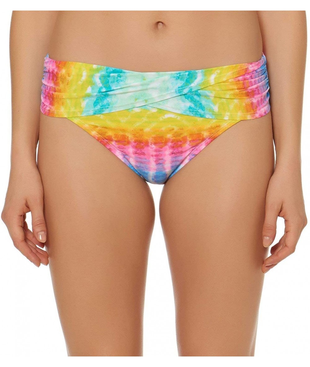 Tankinis Womens Tie-Dye Fold-Over Bikini Swim Bottom Yellow 12 - C718CT8758H $60.31