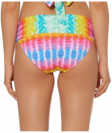 Tankinis Womens Tie-Dye Fold-Over Bikini Swim Bottom Yellow 12 - C718CT8758H $60.31