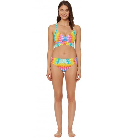 Tankinis Womens Tie-Dye Fold-Over Bikini Swim Bottom Yellow 12 - C718CT8758H $60.31