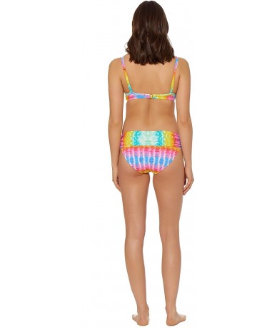 Tankinis Womens Tie-Dye Fold-Over Bikini Swim Bottom Yellow 12 - C718CT8758H $60.31