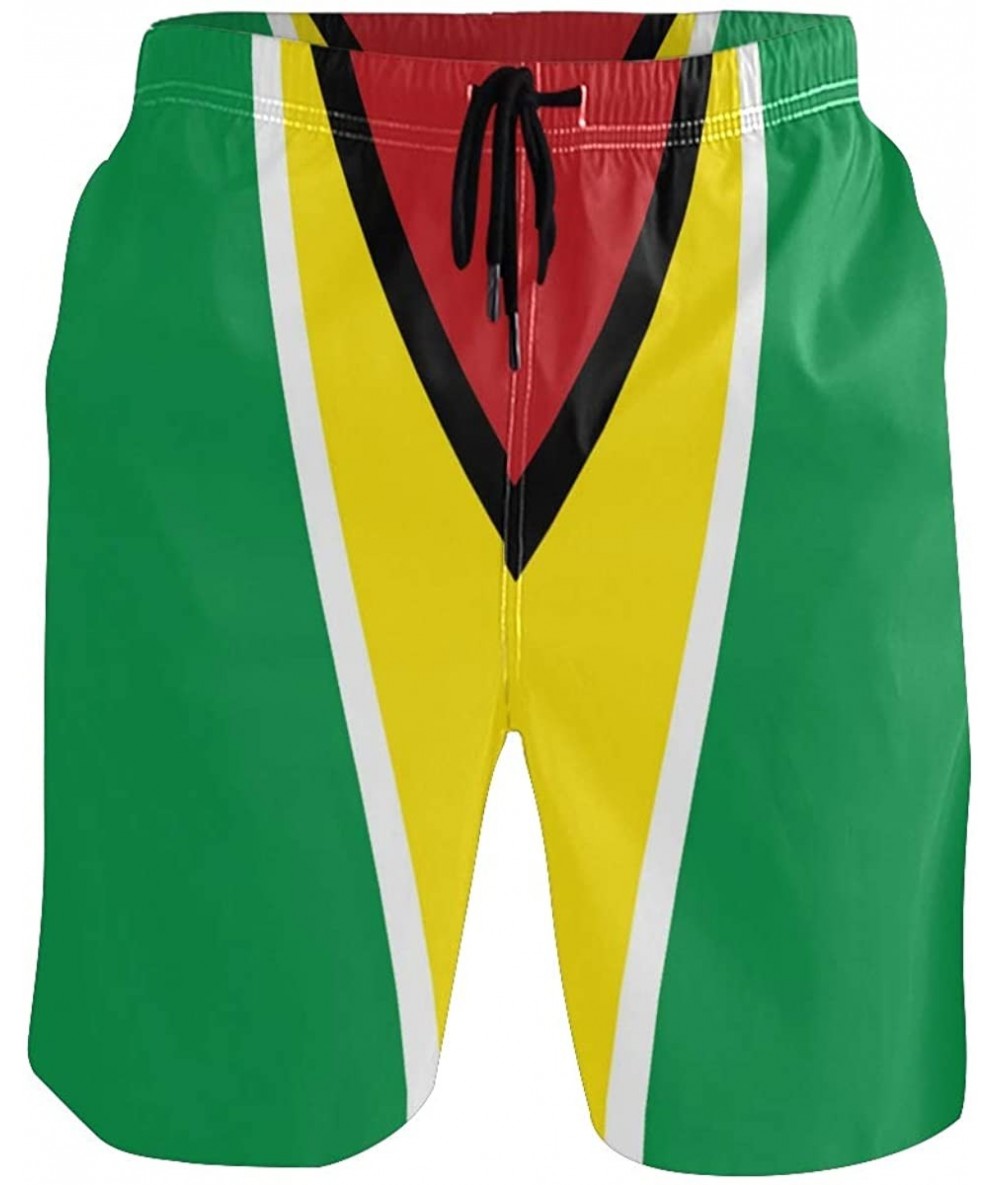 Board Shorts Men's Quick Dry Swim Trunks with Pockets Beach Board Shorts Bathing Suits - Guyana Flag - CK195W4C9IY $48.34