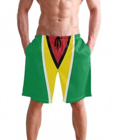 Board Shorts Men's Quick Dry Swim Trunks with Pockets Beach Board Shorts Bathing Suits - Guyana Flag - CK195W4C9IY $48.34