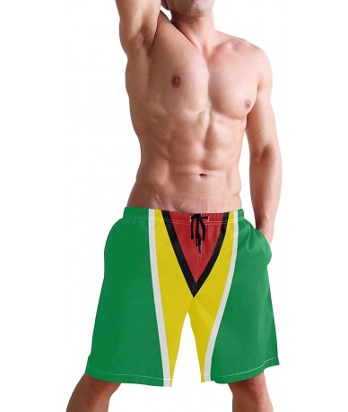 Board Shorts Men's Quick Dry Swim Trunks with Pockets Beach Board Shorts Bathing Suits - Guyana Flag - CK195W4C9IY $48.34