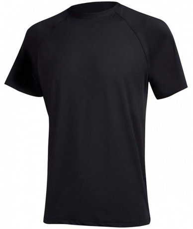 Rash Guards Men's UPF 50+ Rashguard Swim Tee Short Sleeve Sun Shirt Swimwear Swim Shirts - 05-t3 Black - CO18SSW4DXK $36.72