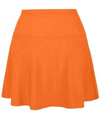 Bottoms High Waisted Swim Skirt-Women's Sexy Swimsuit Bottom Athletic Pleated Flowy Tankini Skirt with Panty - Orange - C5195...