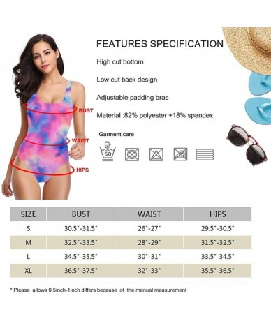 Racing Women Tummy Control Vintage Party One-Piece Halter Backless Swimsuits Beachwear - Pastel Tie Dye Psychedelic Theme Pic...