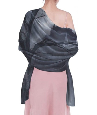 Cover-Ups Women Chiffon Sarong Beach Bikini Cover Up Wedding Party Shawls Wraps Horrible Dark Night Scary Castle Crow Raven B...