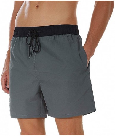 Board Shorts Men's Swim Trunks Quick Dry Beach Shorts with Pockets - Grey-h - C3196ATWRTG $33.25