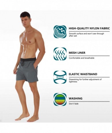 Board Shorts Men's Swim Trunks Quick Dry Beach Shorts with Pockets - Grey-h - C3196ATWRTG $33.25