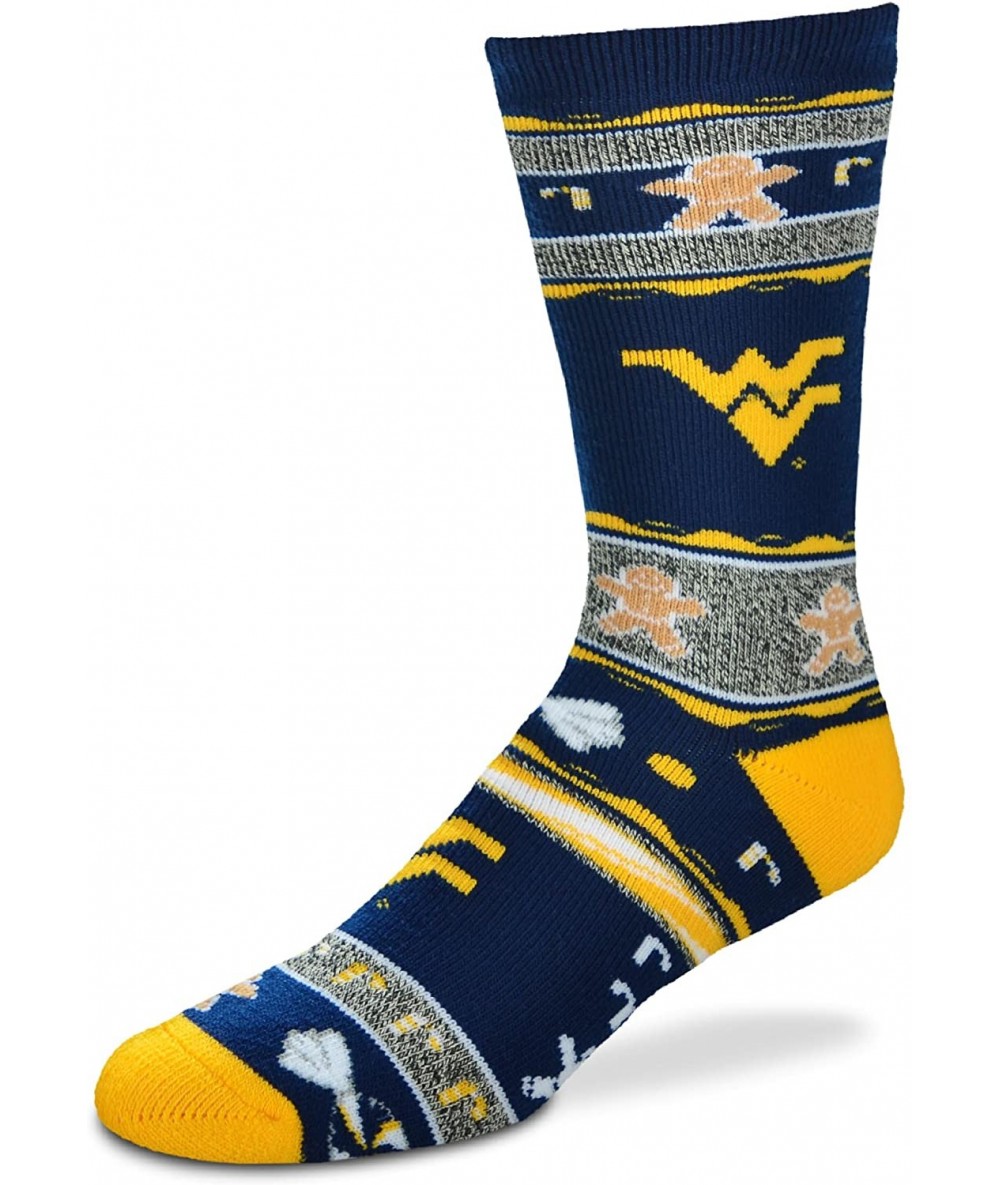 Sets Ugly Christmas Holiday Socks-LSU Tigers-Purple-Large - West Virginia Mountaineers-navy - C212O50LBV0 $28.08