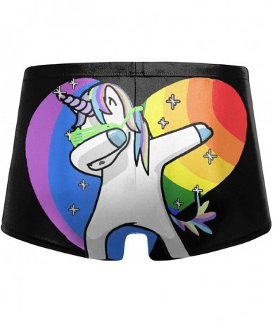 Briefs Rainbow Gay Pride Dabbing Unicorn Men's Quick Dry Trunks Swimsuit Swimwear Shorts Boxer Briefs - Black - C8199EWNWTG $...